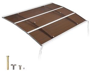 Tettoia per porta d'ingresso - Tettoia per porta ad arco 150 x 100 cm - Policarbonato - Drenaggio - Robusto supporto in metallo - Resistente ai raggi UV e alle intemperie - Protezione da pioggia, neve e sole - Marrone