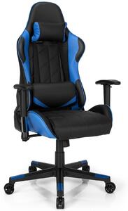 Sedia da gaming, girevole a 360°, con cuscini per la testa e la zona lombare, colore blu