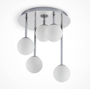 Lindby plafoniera Chrissy, Ø 27 cm, cromo, 5 luci, vetro