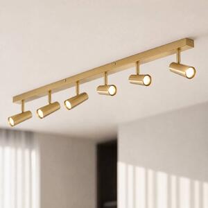 Faretto da soffitto Lindby Iluna, a 6 luci, ottone, GU10 Iluna Lindby, dimmerabile, Ottone / Oro, Soggiorno / Sala da pranzo, Metallo, Moderno, Faretto