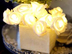 Catena luminosa LED "Rose Basket" di Best Season, con 15 luci LED bianco caldo. Cavo trasparente/bianco, LED bianco caldo, timer integrato, lunghezza 2,1 metri, alimentazione a batteria. Codice prodotto: 726-29