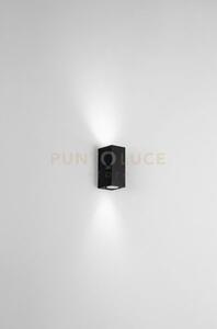 Applique zeno square nero 2 luci attacco gu10 ip65 h.15,5cm
