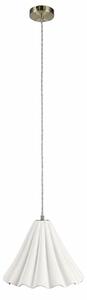 Lampada a sospensione Relaxdays, in Vetroceramica, dimensioni: 125 x 30 cm, attacco E27, stile vintage, ideale per soggiorno, camera da letto e sala da pranzo, colore bianco/ottone