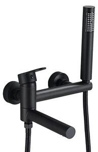 Rubinetteria per vasca da bagno, montaggio a parete, design contemporaneo, nero C