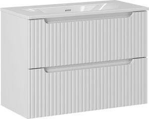 Mobile Bagno 80 Cm Bianco Opaco Con Lavabo In Vetroceramica 81 Cm