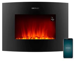 Camino elettrico da 2000 W, con vetro curvo, connessione Wi-Fi, telecomando e timer