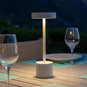 Lumisky Lampada LED da tavolo ricaricabile Roby, bianca, altezza 30 cm, IP54 dimmerabile, Bianco / Opale, Alluminio, Moderno