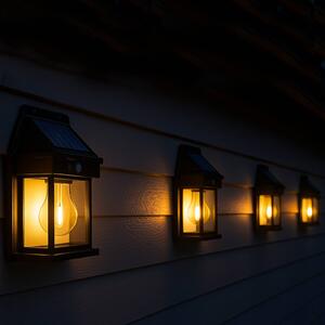 Lumisky Applique a LED e solare Sunflare con sensore, nera, altezza 17 cm, set da 4, Nero, Plastica, Applique da esterni