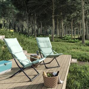 Sedia a sdraio da giardino senza cuscino Marsella pieghevole con braccioli in acciaio con seduta in poliestere verde