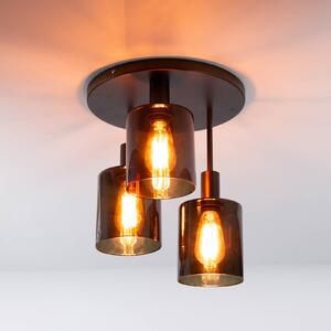 ZIJLSTRA Plafoniera soffitto Sepiora, dimmerabile, Bronzo / Ottone antico, Soggiorno / Sala da pranzo, Vetro, Moderno, Plafoniera
