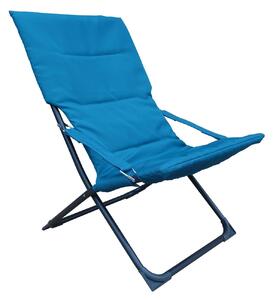 Sedia a sdraio da giardino senza cuscino Marsella pieghevole con braccioli in acciaio con seduta in poliestere blu