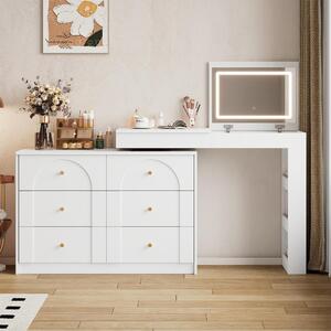 Fortuna Lai Tavolo da trucco girevole con illuminazione a LED, toletta, scrivania, bianco, 105×40×80 cm (vecchio: SKU: N657P24679091W)