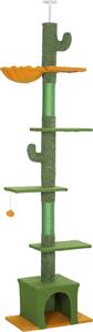 Fortuna Lai Tiragraffi alto fino al soffitto, tiragraffi per gatti, 230-275 cm Tiragraffi per gatti con cuccia, pali per graffiare, pallina, mobile per gatti con protezione antiribaltamento, verde