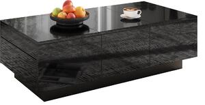 Fortuna Lai Tavolino moderno nero lucido con cassetti e ripiano scorrevole – Tavolino rettangolare per soggiorno con ampio spazio contenitivo, design elegante e superficie facile da pulire