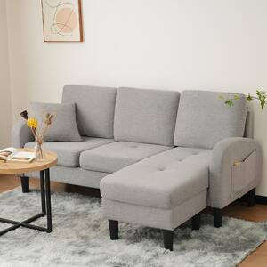 Divano angolare a forma di L Fortuna Lai con chaise longue – Divano a 3 posti, 166 x 118 x 77 cm, tessuto di cotone e lino traspirante, gambe in plastica, design modulare, ideale per soggiorni, appartamenti e uffici