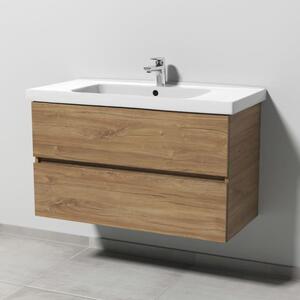 Combinazione lavabo Sanipa Solo One Harmonia con lavabo in Vetroceramica da 100 cm e 2 cassetti