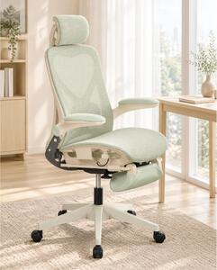 Sedia da ufficio ergonomica STILVORA, dotata di supporto lombare e poggiatesta 3D, sedia pieghevole con braccioli pieghevoli e schienale in rete, sedia da scrivania con pedali poggiapiedi