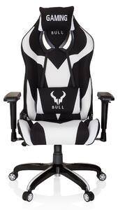 Poltrona da corsa modello Promoter II, rivestita in tessuto nero e bianco, sedia da gaming