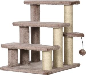 Fortuna Lai Tiragraffi, scala per animali domestici, 3 gradini, pallina da gioco, fino a 5 kg, 45x40x48 cm, marrone