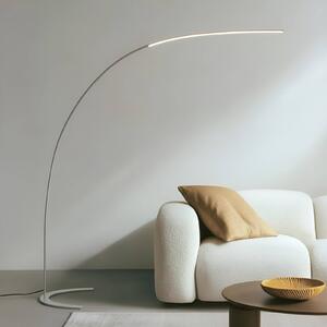 Lampada da terra a LED DANUA Lindby, dimmerabile, Alluminio / Grigio / Zincato, Soggiorno / Sala da pranzo, Metallo, Moderno, Lampada LED da terra