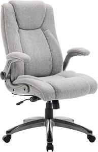 Sedia da ufficio ergonomica, poltrona da ufficio con schienale alto, sedia girevole a 360° ergonomica per ufficio, sedia da scrivania imbottita con meccanismo di inclinazione regolabile, colore grigio