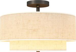 Fortuna Lai Lampada da soffitto, lampada a sospensione con doppio paralume effetto lino, bianco crema