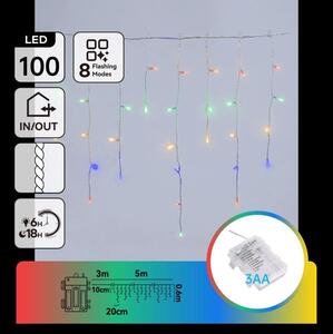 Aigostar - Catena luminosa natalizia da esterno LED 100 LED/8 funzioni 3xAA 8x0,6 m IP44 multicolore