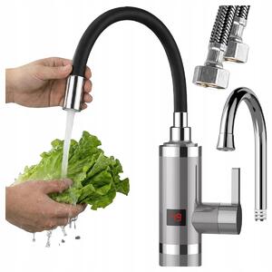 Rubinetto da cucina Vayox con scaldacqua istantaneo VA0321, display a LED, bocca flessibile, 3000 W, 50°, grigio