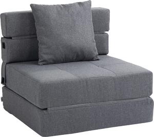 Fortuna Lai Poltrona letto pieghevole 2 in 1, portata massima 100 kg, divano letto, poltrona pieghevole con funzione letto, poltrona relax, letto per ospiti, grigio scuro