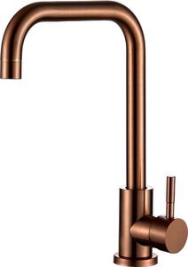 Miscelatore da cucina in rosa oro, monocomando, girevole a 360°, monoblocco