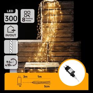 Aigostar - Catena di luci LED da esterno per Natale 300 LED / 8 funzioni 4 m IP44 bianco caldo