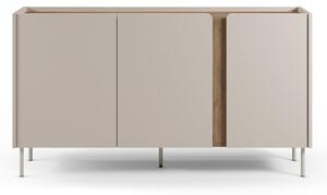 Cassettiera effetto rovere in colore crema-naturale 150x82,5x40,5 cm Lucile - Marckeric