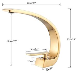 Rubinetto da bagno - Miscelatore per lavabo - Miscelatore monocomando - Acqua calda e fredda - Cartuccia in Vetroceramica - Ottone - Montaggio a incasso - Finitura dorata lucida