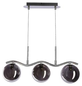 Lampada a sospensione con sfere color grafite Lumos, cromata-argento, 3xG9x20W, vetro, dimensioni: 110x49x14 cm, IP20, Candellux