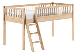 Letto da bambini rialzato di colore naturale in faggio massiccio con rete inclusa 90x200 cm Forrest – Vipack