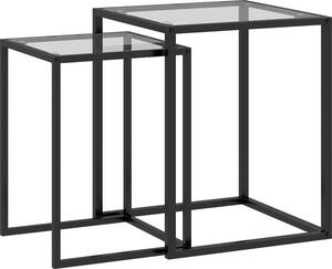 Fortuna Lai Set di 2 tavolini da salotto impilabili con gambe in acciaio, moderni per il soggiorno Nero