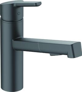 Kludi M3, miscelatore monocomando per lavello, doccetta, nero opaco, 1 pz