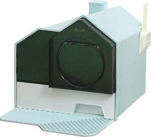 Fortuna Lai Lettiera per gatti, design a capanna, 1 tappetino filtrante, 1 paletta, vaschetta rimovibile, verde