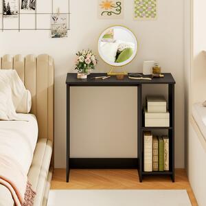 Costway Scrivania salvaspazio da casa e ufficio 80x40x74cm per ambienti piccoli, Scrivania per computer con 2 ripiani Nero