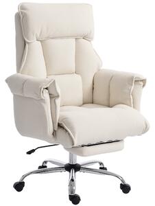 HOMCOM Sedia da ufficio girevole con supporto lombare e poggiapiedi, 80x80x106-114 cm, bianco crema | Aosom Italy