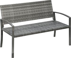 Panchina da giardino Fortuna Lai effetto rattan Panchina da parco con telaio in acciaio per 2 persone Panchina da balcone con portata fino a 320 kg Grigio Mobili da giardino