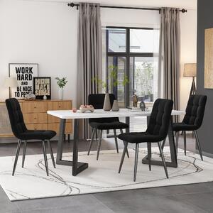 Fortuna Lai, tavolo da pranzo 117x68 cm, (1 unità), struttura in metallo. Tavolo da pranzo rettangolare con motivo marmorizzato moderno e gambe in metallo, ideale per la cucina, la sala da pranzo o il soggiorno, colore nero/bianco