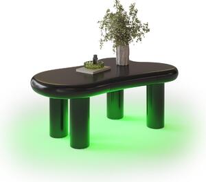 Fortuna Lai Tavolino nero a forma di nuvola in MDF con illuminazione LED a 16 colori e cassetto - Tavolino moderno per soggiorno, con spazio contenitivo