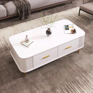 Tavolino Fortuna Lai con 4 cassetti, tavolo da soggiorno, 108L x 51L x 38H cm, bianco