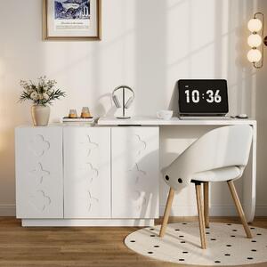 Scrivania Fortuna Lai, scrivania angolare a forma di L girevole, ideale per l'ufficio o come toeletta, colore bianco, 110 cm