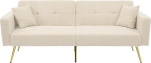 Fortuna Lai vecchio codice: WF200993995B, divano letto con funzione letto, angolo regolabile, gambe dorate, con cuscini e tasche laterali portaoggetti