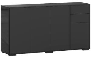 HOMCOM Mobile buffet con 2 cassetti, 4 ante e ripiano regolabile, 140x36x74 cm, nero | Aosom Italy