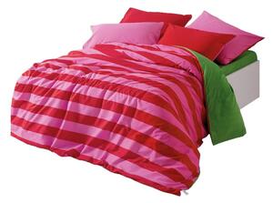 Set copripiumino e federa verde/rosa in cotone renforcé per letto matrimoniale/per letto esteso con lenzuolo incluso/4 pezzi 200x220 cm Cherie – Mijolnir