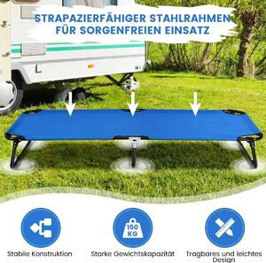 Lettino da campeggio pieghevole portatile lungo 190 cm in tessuto blu