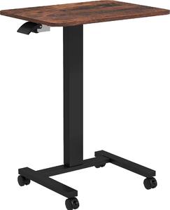 Fortuna Lai Tavolo per laptop regolabile in altezza, con 4 rotelle, 2 freni, 65 cm x 48 cm x 108 cm, con manovella, freno, pannello truciolare, marrone rustico
